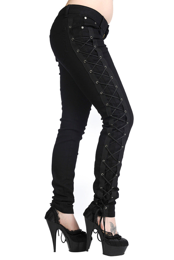 Corset Lace Black Skinny Jeans
