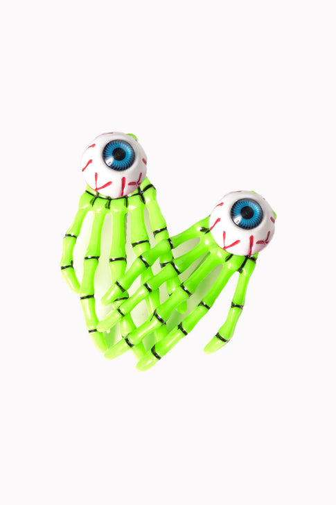 Green SKELETON HANDS HAIR CLIP