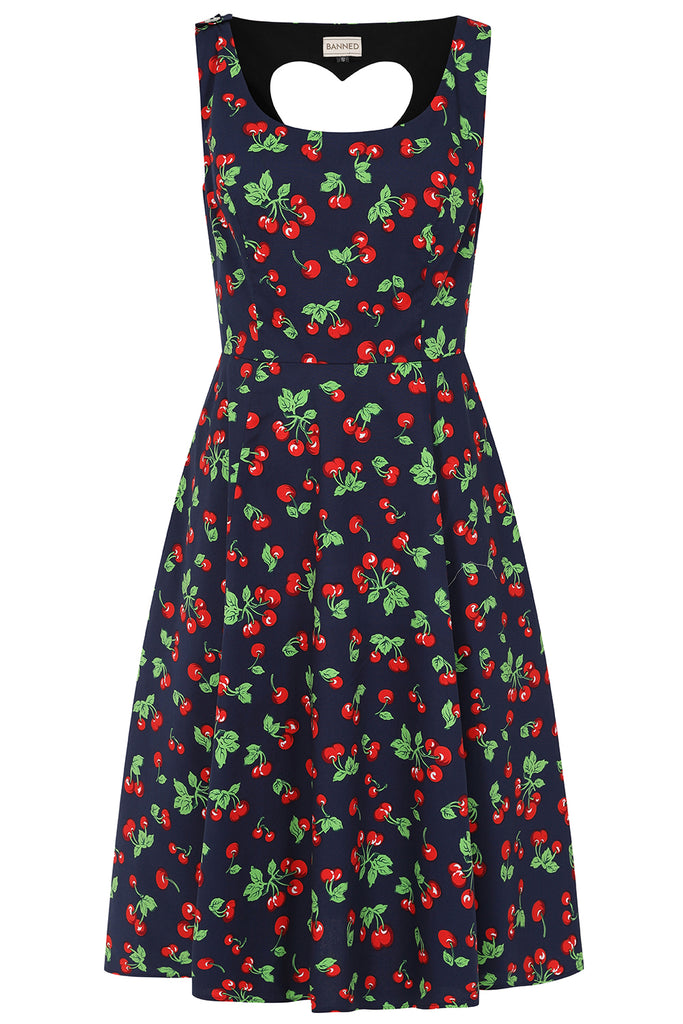 Navy NORA HEART CHERRY DRESS