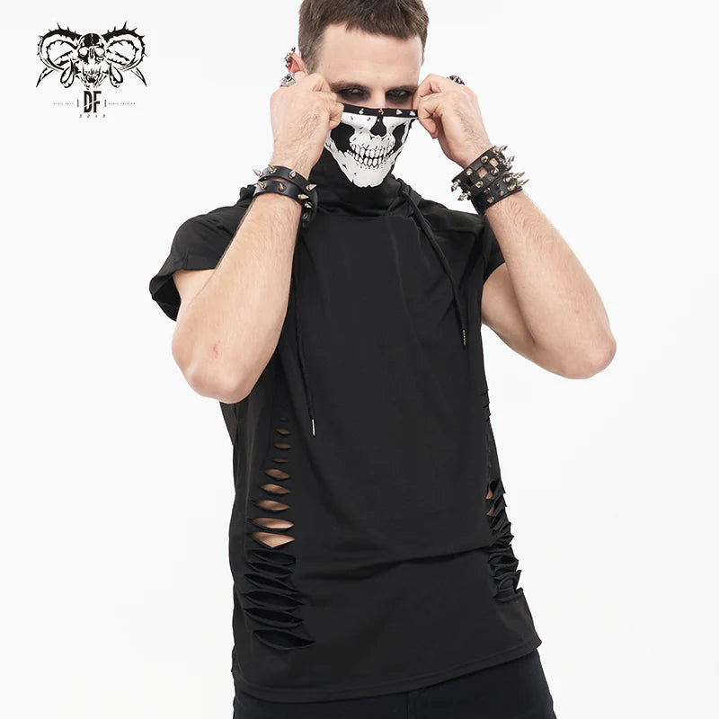 Turtleneck Mask Skull Printed Raglan Sleeve Hoodie