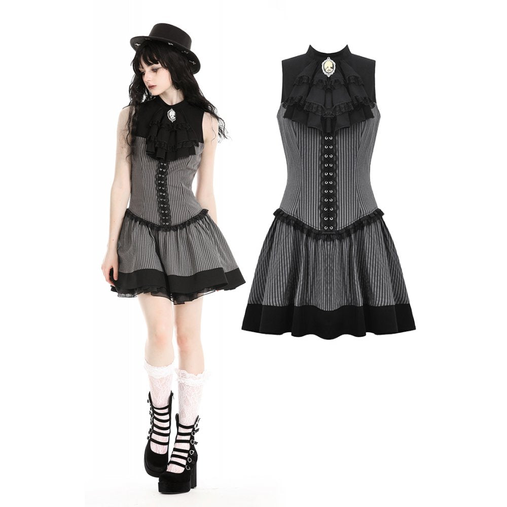 Dark stripes preppy style dress.