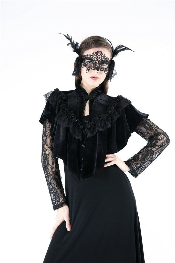Gothic Black cape hearted shaped capelet