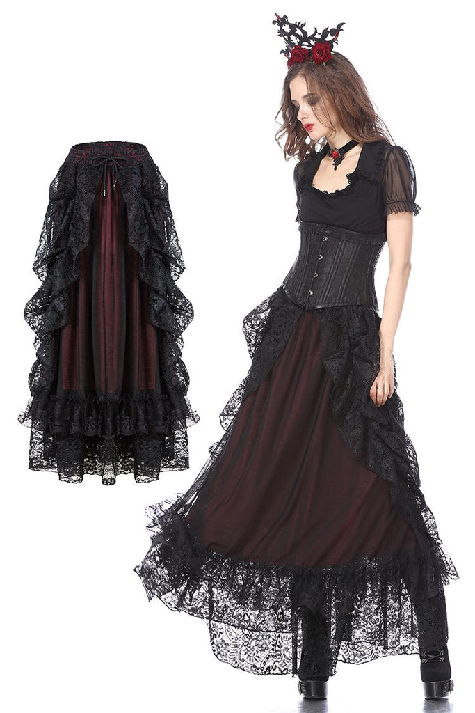 Gothic eleglant red court skirt