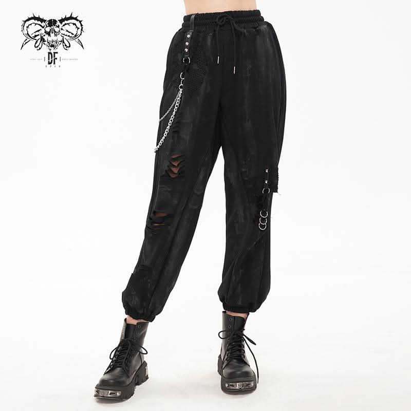 'Trouble in Paradise' Distressed Punk Cargo Pants