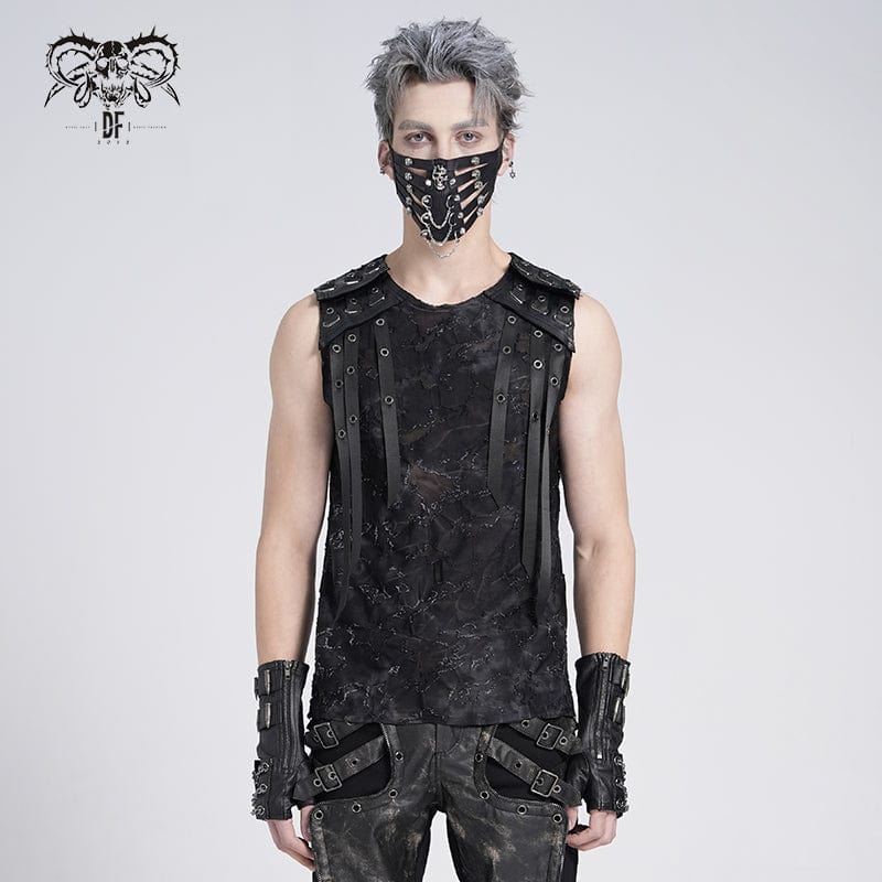 Gothic Eyelet Strap Distressed Vest