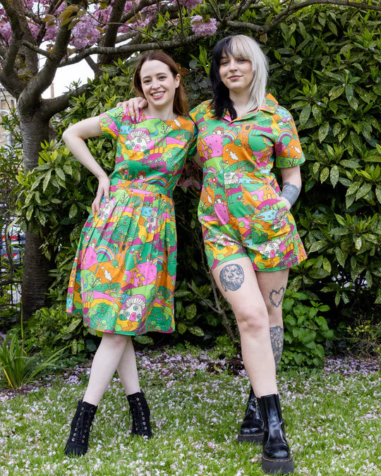 Run & Fly x The Mushroom Babes Hills Stretch Belted Tea Dress with Pockets