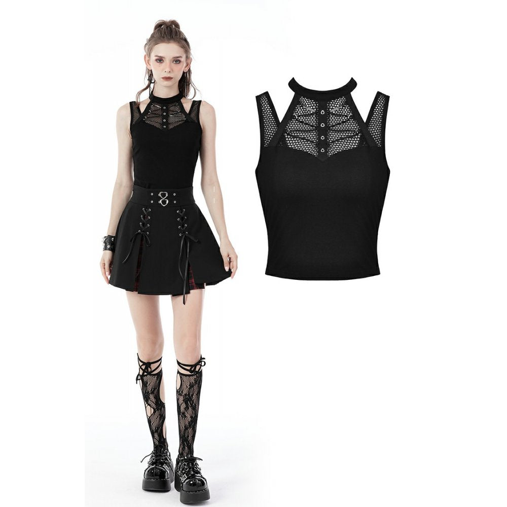 Punk Net Non-Sleeves Knit T-shirt