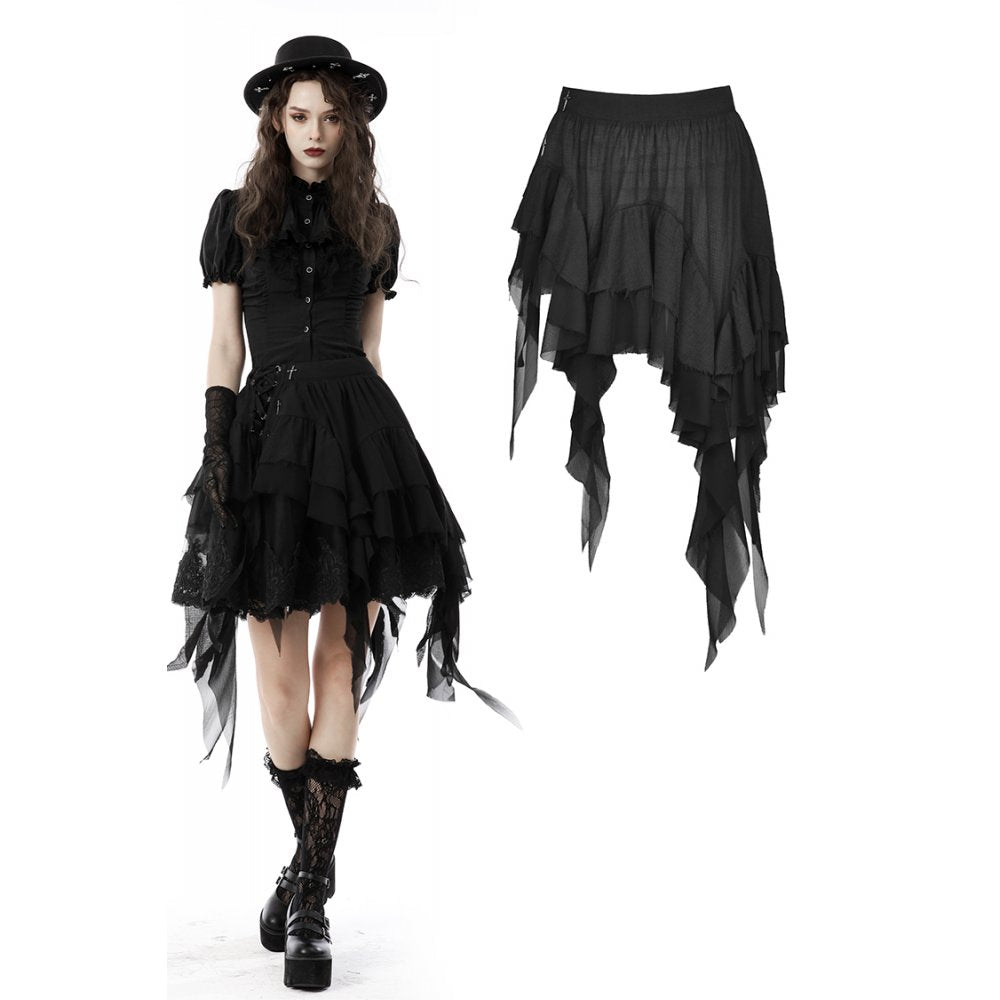 Gothic lolita irregular tasseled skirt