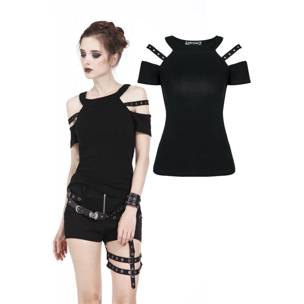 Punk T-shirt with bound shoulder