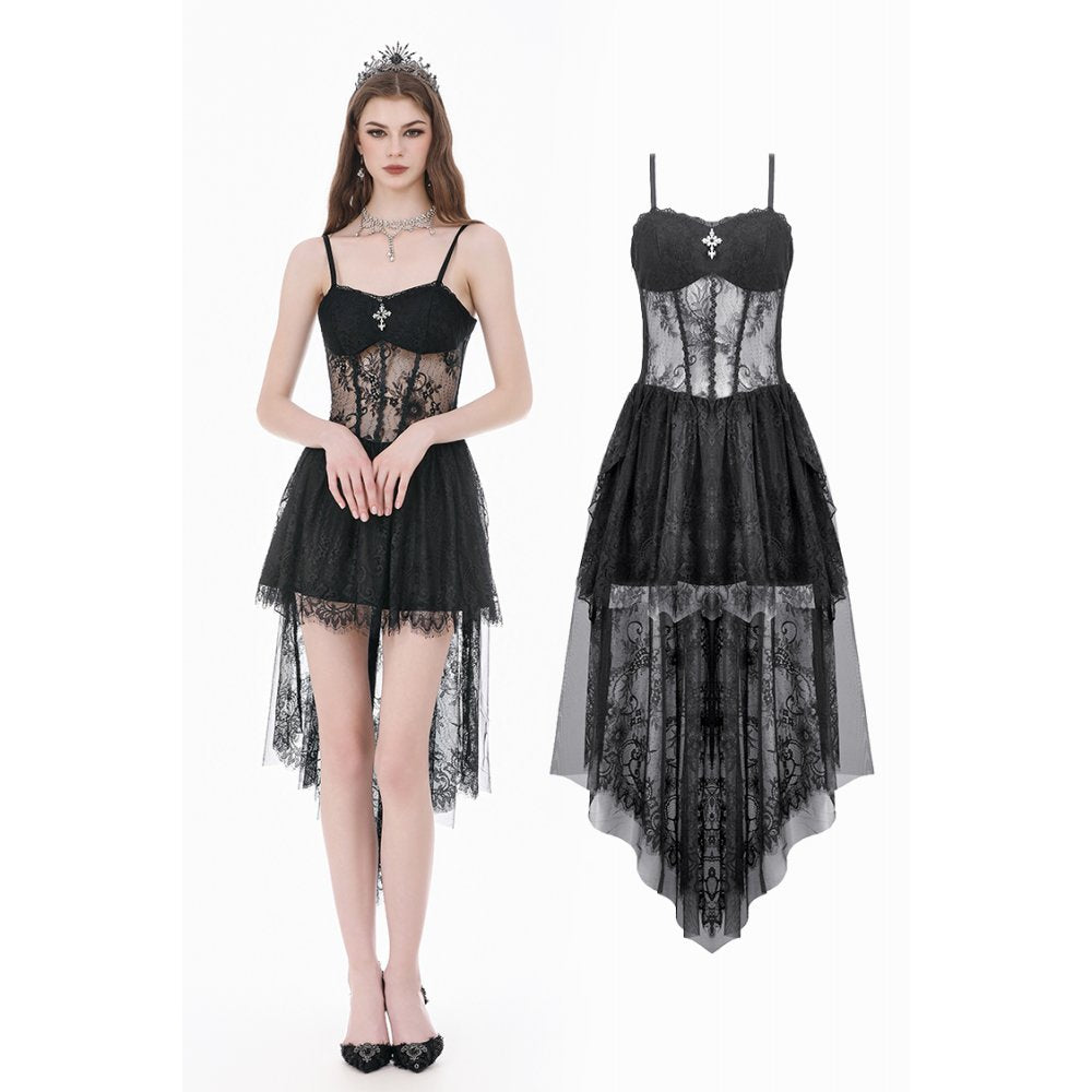 Dark Ritual Gothic Lace Hollow Tail Dress