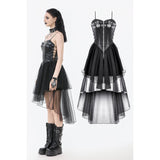 Punk Faux Leather & Mesh Dress