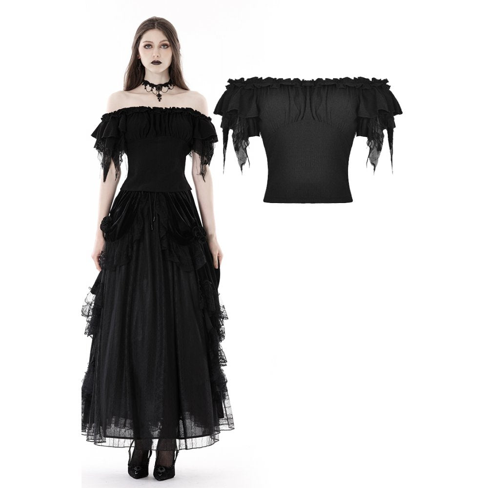 Gothic lady shredded sleeves top