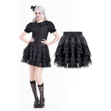Gothic Lolita Skirt with Rose and Cross Lace Flounces