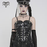 Punk-Style Glossy Leather Strapless Corset
