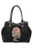 Black Flocked Cameo Handbag By Banned Apparel