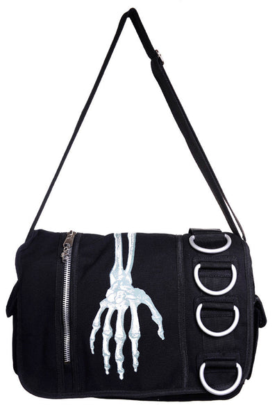 Black Skeleton Hand Messenger Bag
