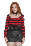 Red/Black REBEL CHIC STRIPED TOP