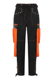 Black/Orange SKYLR STRAPPY TROUSERS