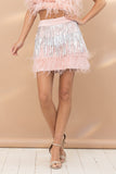 Fringe Ostrich Fur Mini Skirt