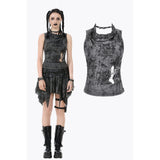 Rebel Chic Sleeveless Top with Star and Pin Accents