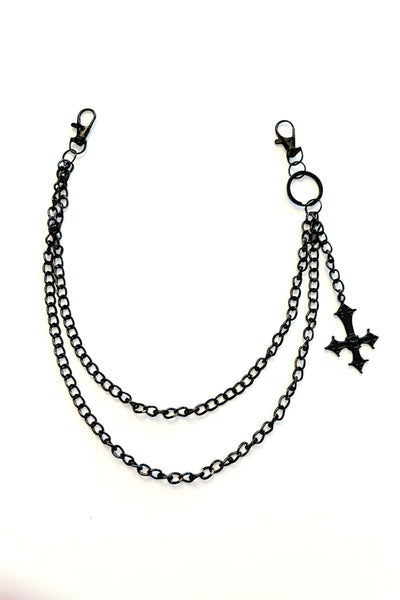 Black LET THE DEVIL IN WALLET CHAIN