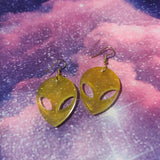 Yellow Sparkling Alien 👽 Earrings