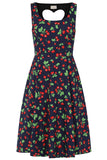 Navy NORA HEART CHERRY DRESS