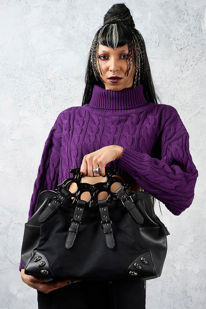 Black Iron Halo Knuckle Top Handle Bag