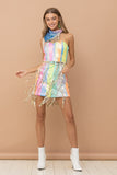 Sequin Mini Dress With Bandanna Set