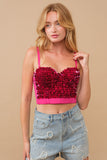 Textured Bulky Sequin Corset Bustier Crop Bralette