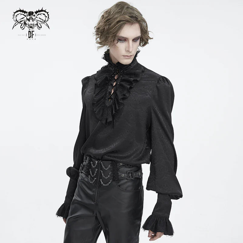 High collar jacquard chiffon men shirt