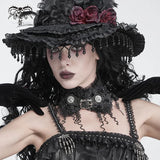 Gothic Large Rose Jacquard Pattern Woven Collar