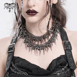 Punk Double Chain Spike Necklace