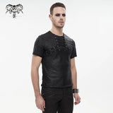 Punk knit ragged men T-shirt