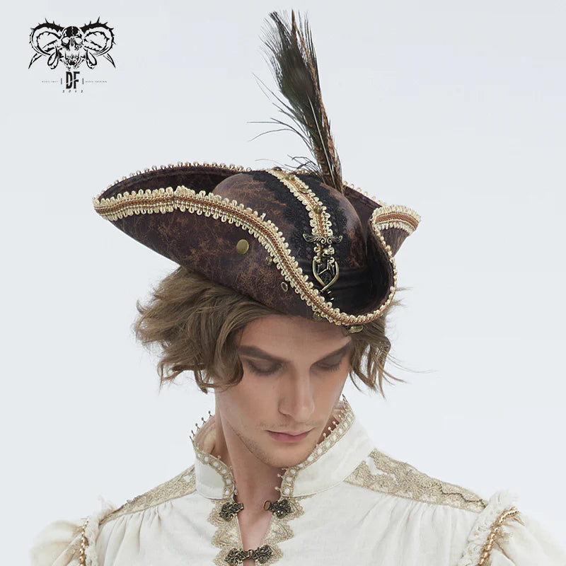 Punk brown cracked pirate hat