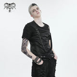 Tattered Knit Zipper Webbing Men's T-Shirt