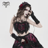 Gothic-Style Heart-Shaped Strappy Cropped T-Shirt