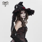 Organza Bow tie and 3D Rose Witch Hat