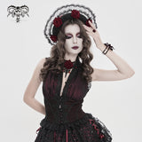 Gothic V-Neck Backless Cropped T-Shirt with Eyelash Lace Shoulders