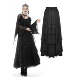 Gothic vintage frilly chiffon long skirt