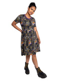 Rebel Romance Books and Cats T-Shirt Smock Dress With pockets