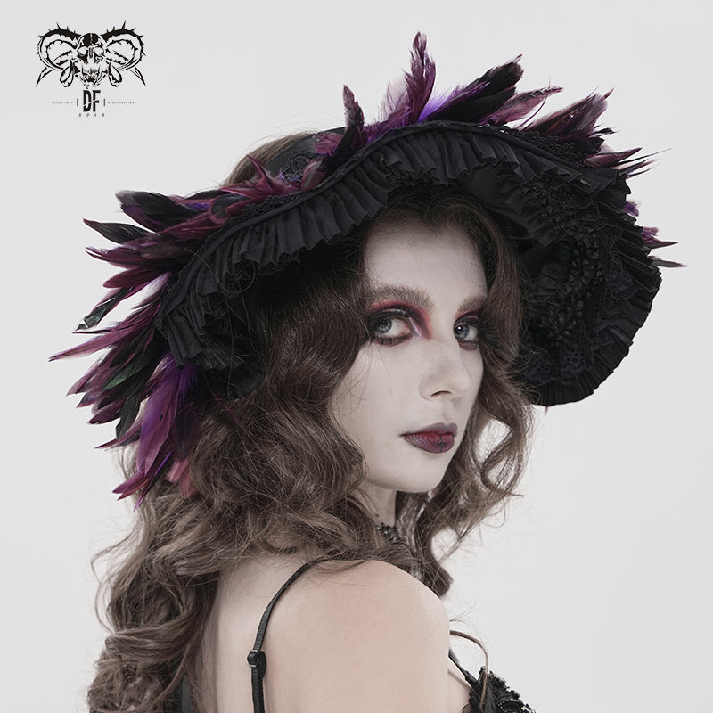 Purple Feather Lolita Wide-Brimmed Soft-Wire Headband