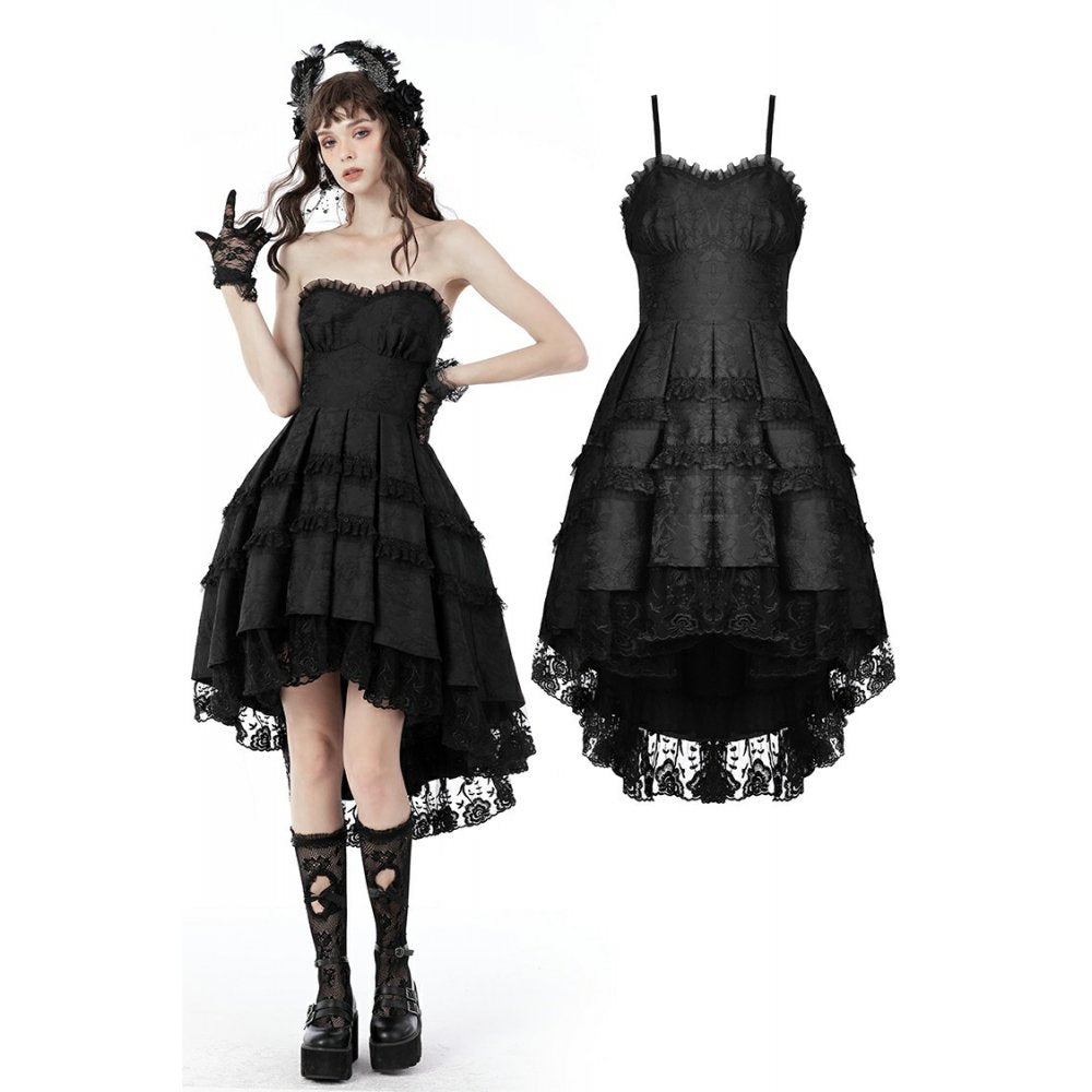 Magic girl pleated rose high low dress