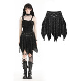 Punk irregular tattered skull midi-skirt