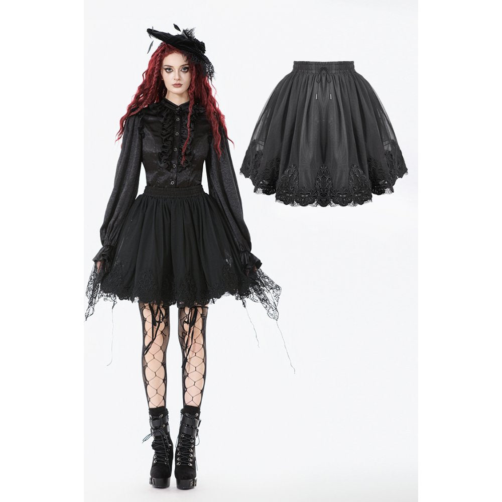 Black All-match Shadow Rose Embroidered Petticoat