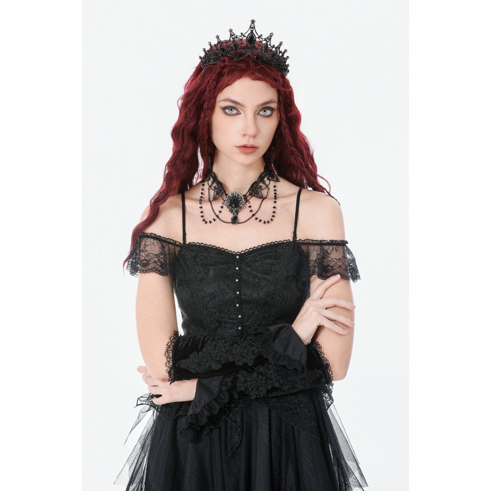 Gothic Velvet Lace Embroidered Gloves