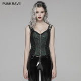 Steampunk Jacquard Waistcoat- Black/Green