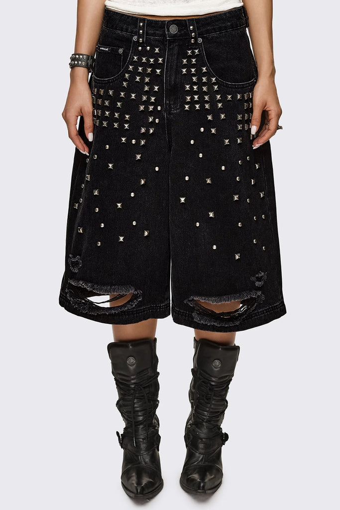 Brat Studded Distressed Jorts