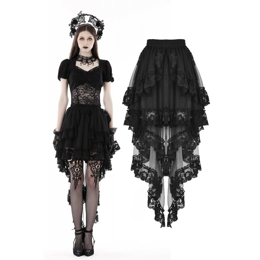 Punk frilly lace swallow tail skirt