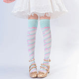 Roji roji - Winter Cotton Lolita Knee Socks, Candy Print
